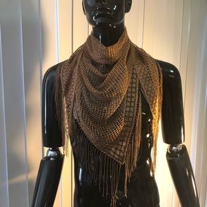 Metallic crochet knit scarf
